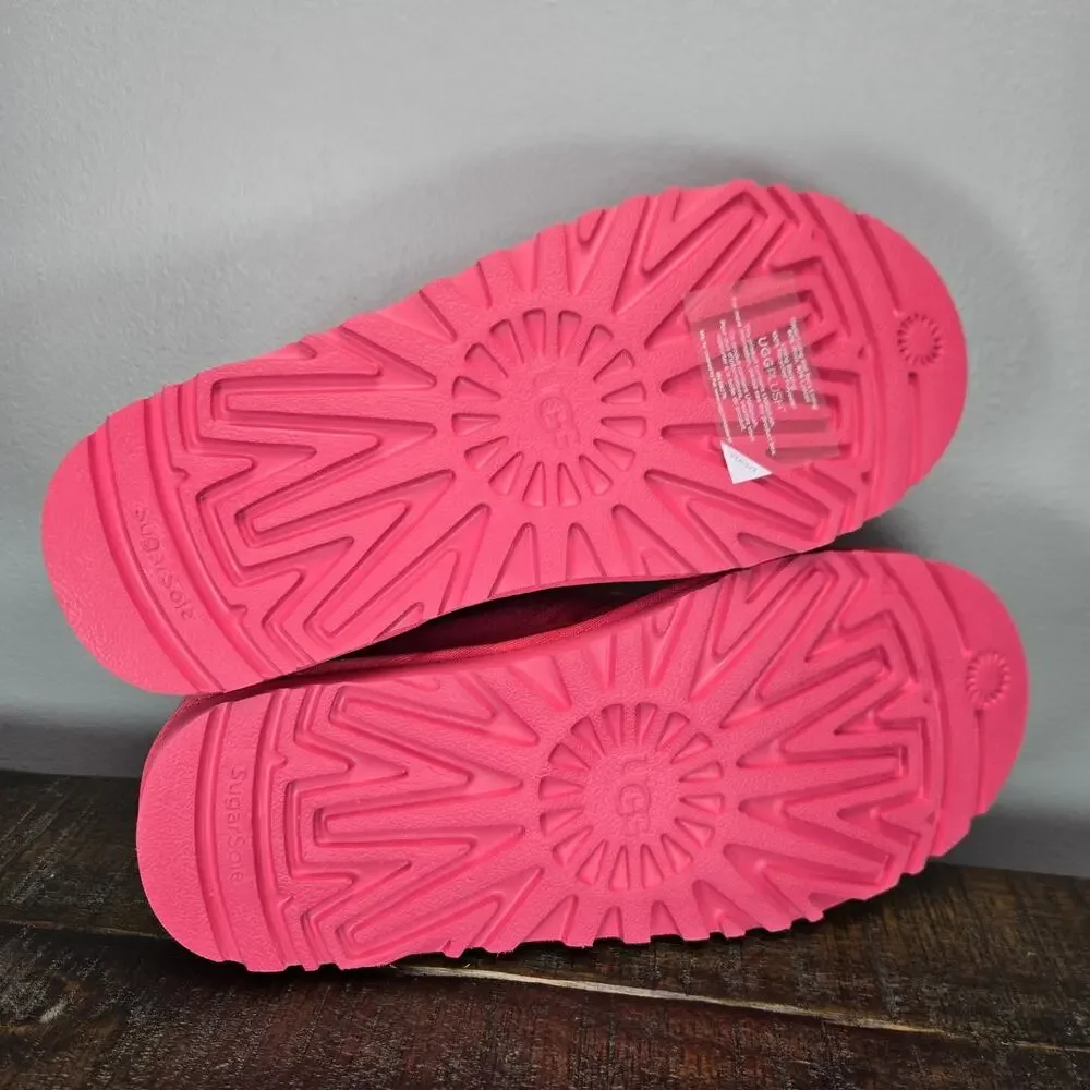 NEW UGG Neumel Womens Size 7 Fuzzy Warm Chukka Boots Shoes Slippers Pink